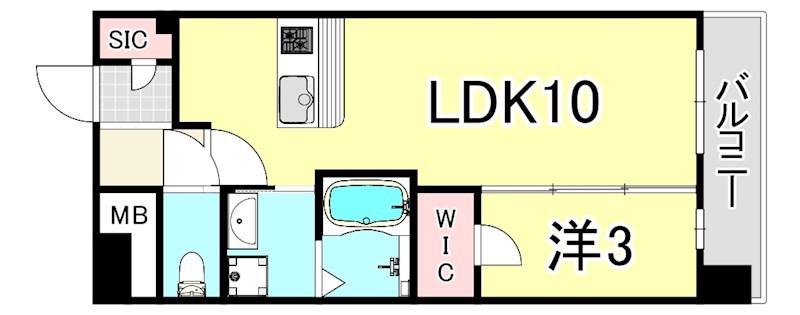 レジュールアッシュ塚本レジデンス(1LDK/9階)の間取り写真