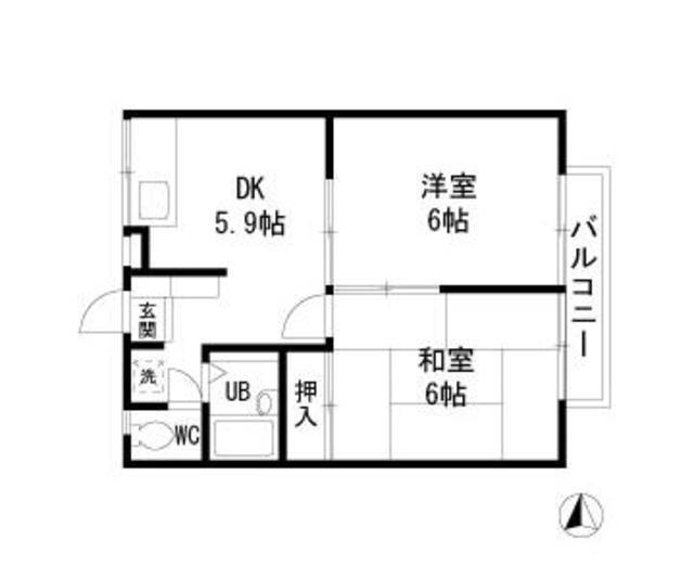 エステートピア作の山(2DK/2階)の間取り写真