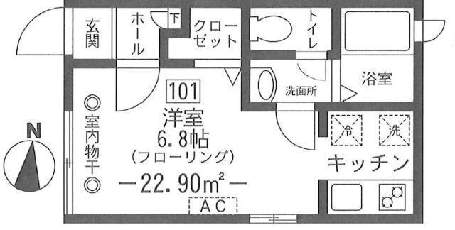 ライラック(1K/1階)の間取り写真