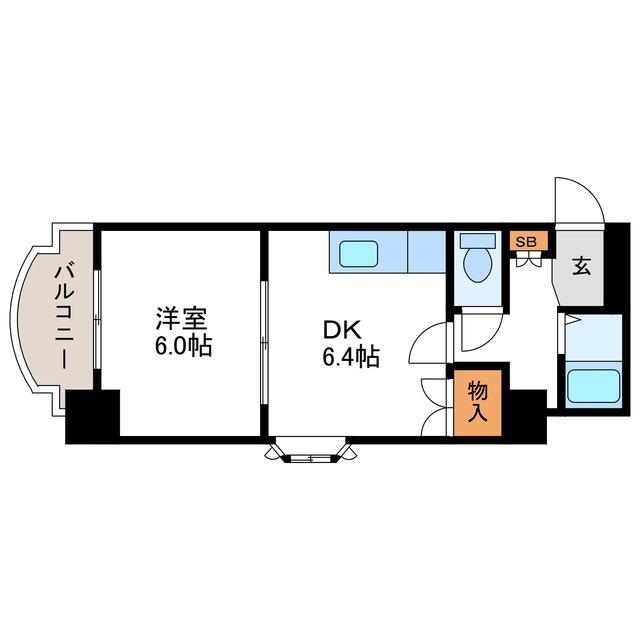 ル・ソレイユ(1DK/6階)の間取り写真