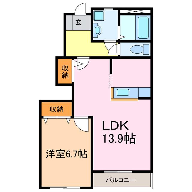 アップヒルズ N・K(1LDK/1階)の間取り写真