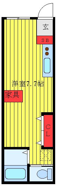 堀信ビル(ワンルーム/1階)の間取り写真