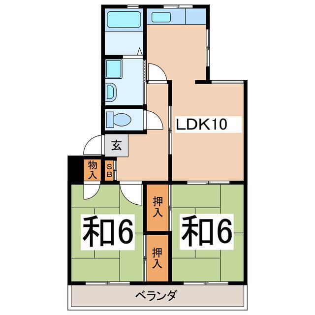 レヂデンスサガラB(2LDK/3階)の間取り写真