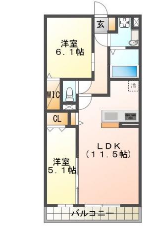 モアレ オークラ(2LDK/3階)の間取り写真