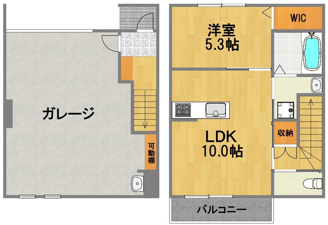 YS GARAGE1(1LDK/1階)の間取り写真