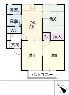 セジュール東明(3DK/2階)の間取り写真
