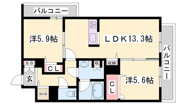 パールコート(2LDK/2階)の間取り写真