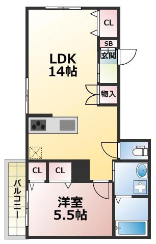 ヘーベルメゾン長瀬(1LDK/2階)の間取り写真