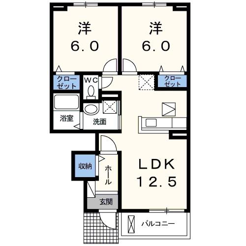 サニーヒルズ城山(2LDK/1階)の間取り写真
