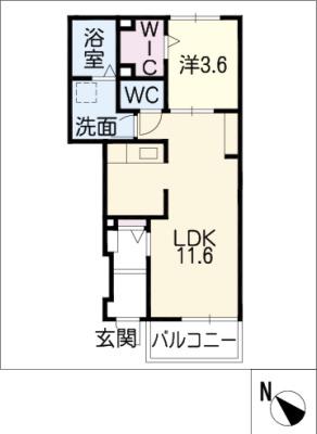 カーサフェリーチェ II(1LDK/1階)の間取り写真