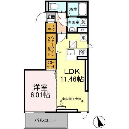 グランツアルファ(1LDK/1階)の間取り写真