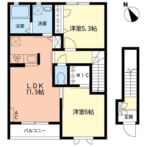 ブランノワール(2LDK/2階)の間取り写真