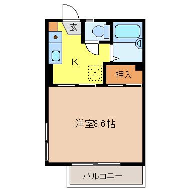 RIOUNO(1K/1階)の間取り写真