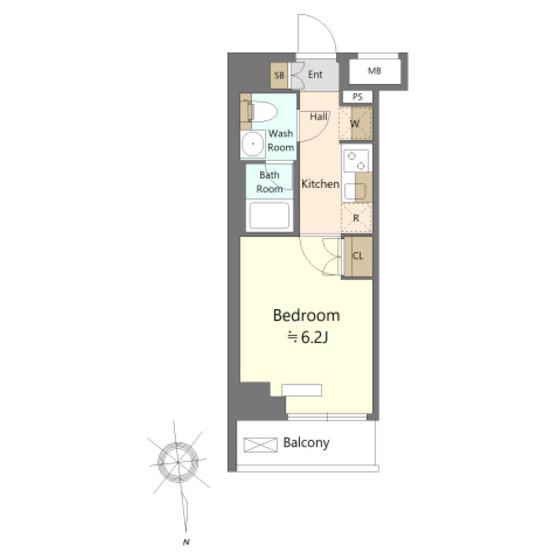 SHOKEN RESIDENCE川崎大師(1K/8階)の間取り写真