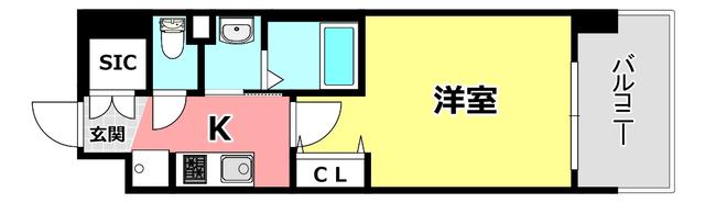 LUXE正雀駅前(1K/7階)の間取り写真