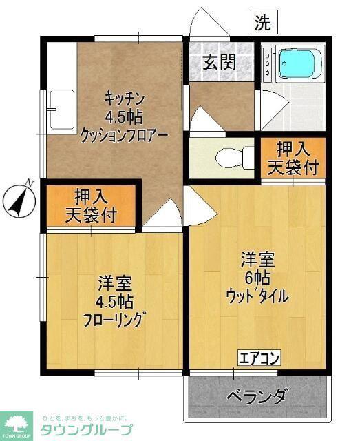 鎌田荘(2K/2階)の間取り写真