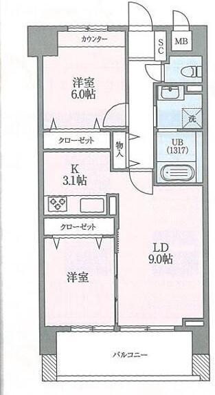 SANITAS WARABI(2LDK/1階)の間取り写真