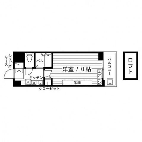 コリナベルデ深草(1K/2階)の間取り写真