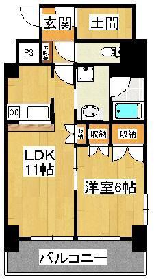 アルマース弐番館(1LDK/9階)の間取り写真