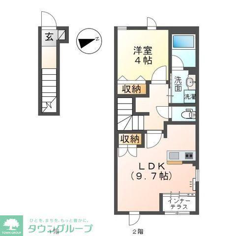 サンフラワーガーデン(1LDK/2階)の間取り写真