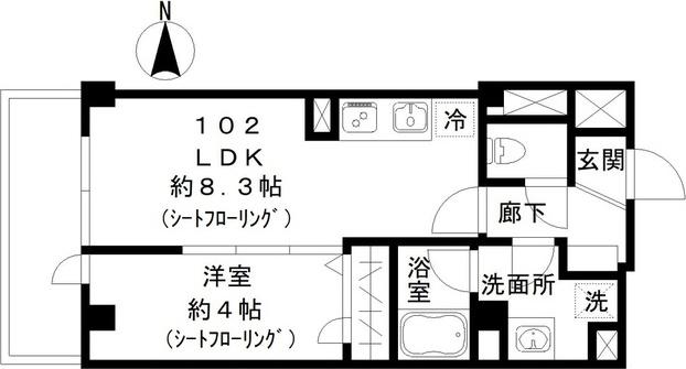 SKYE池上(1LDK/1階)の間取り写真