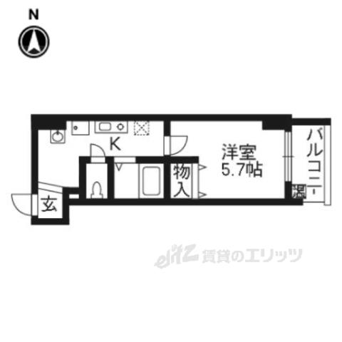 TS CASA御幸町(1K/5階)の間取り写真