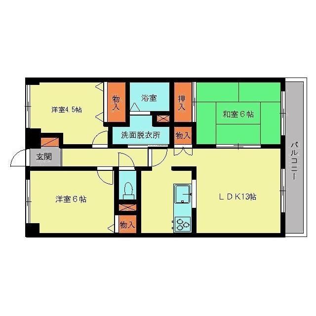 ヴェルディ深川(3LDK/4階)の間取り写真