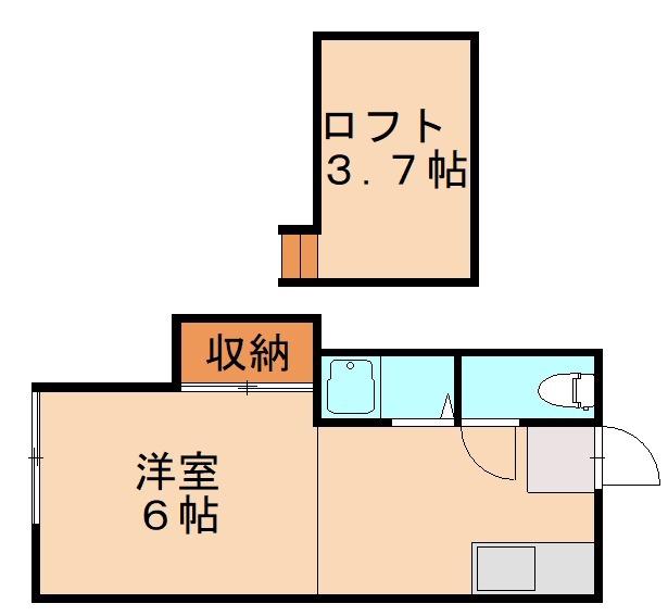 シティベール陣山C棟(ワンルーム/2階)の間取り写真