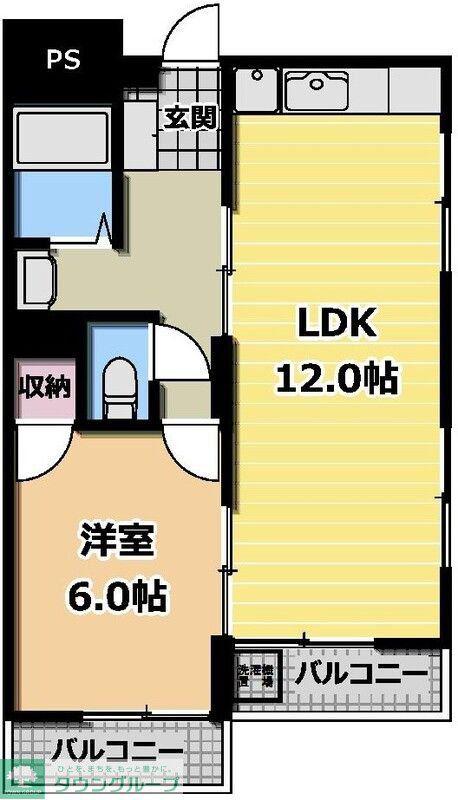 パストラル港南中央(1DK/2階)の間取り写真
