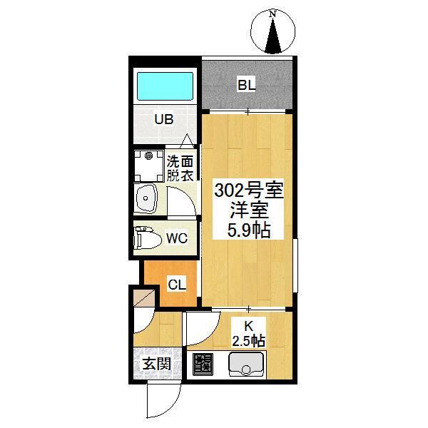 REGALEST豊田本町(1K/3階)の間取り写真