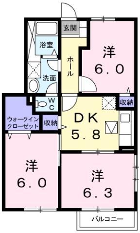 ミレニアムS II(3DK/1階)の間取り写真