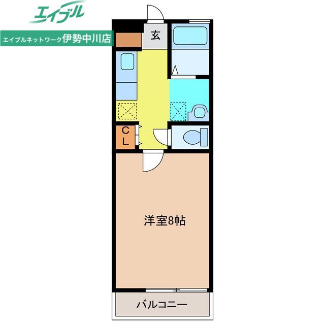 GRACE(1K/2階)の間取り写真