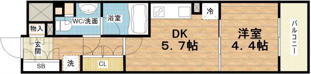 エスリードコート堺筋本町(1DK/10階)の間取り写真