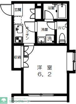 トライテラス(1K/2階)の間取り写真