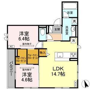 アネシスVILLA赤堀(2LDK/2階)の間取り写真