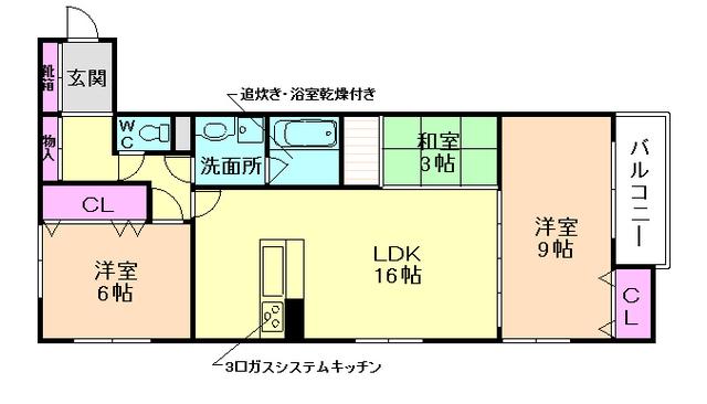 エアフォルクIII(2LDK/3階)の間取り写真