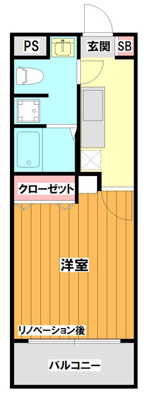 ソキウス山手町(1K/4階)の間取り写真