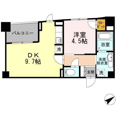 ポルトドゥヴァンドーム(1LDK/7階)の間取り写真