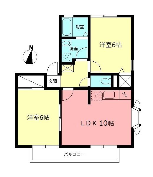 湘南台ビレッジA(2LDK/2階)の間取り写真