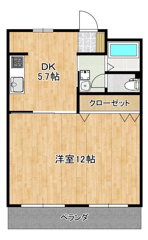 ヒカリコーポ(1DK/4階)の間取り写真