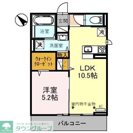 サクラソラ B(1LDK/2階)の間取り写真