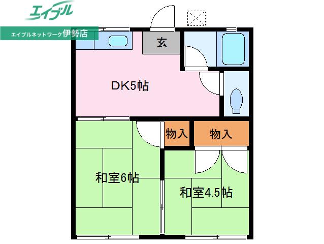 ひろみ荘(2DK/2階)の間取り写真