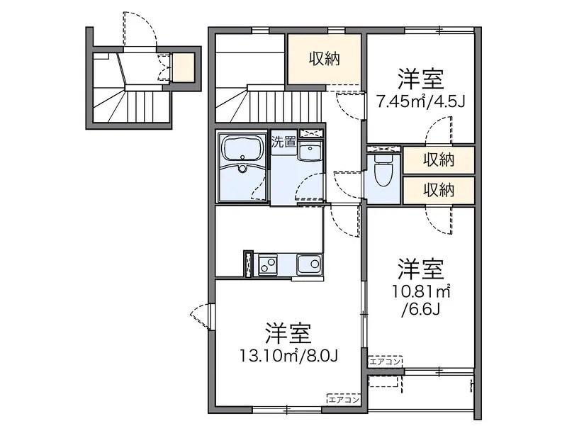 レオネクストミネルヴァ(2LDK/2階)の間取り写真