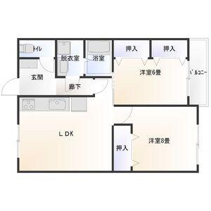 ハイツ小舞木(2LDK/1階)の間取り写真