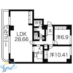 ビッグウイン915(2LDK/8階)の間取り写真