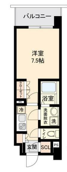 オープンブルーム二子(1K/2階)の間取り写真
