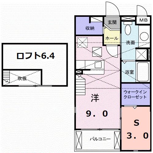 シャトレラムール(ワンルーム/2階)の間取り写真