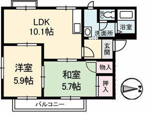 ももさきA(2LDK/2階)の間取り写真