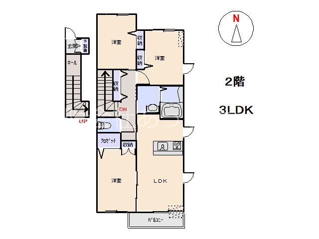 ベルメゾンの丘・下田島(3LDK/2階)の間取り写真