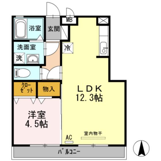 メゾン ドレッセ(1LDK/2階)の間取り写真